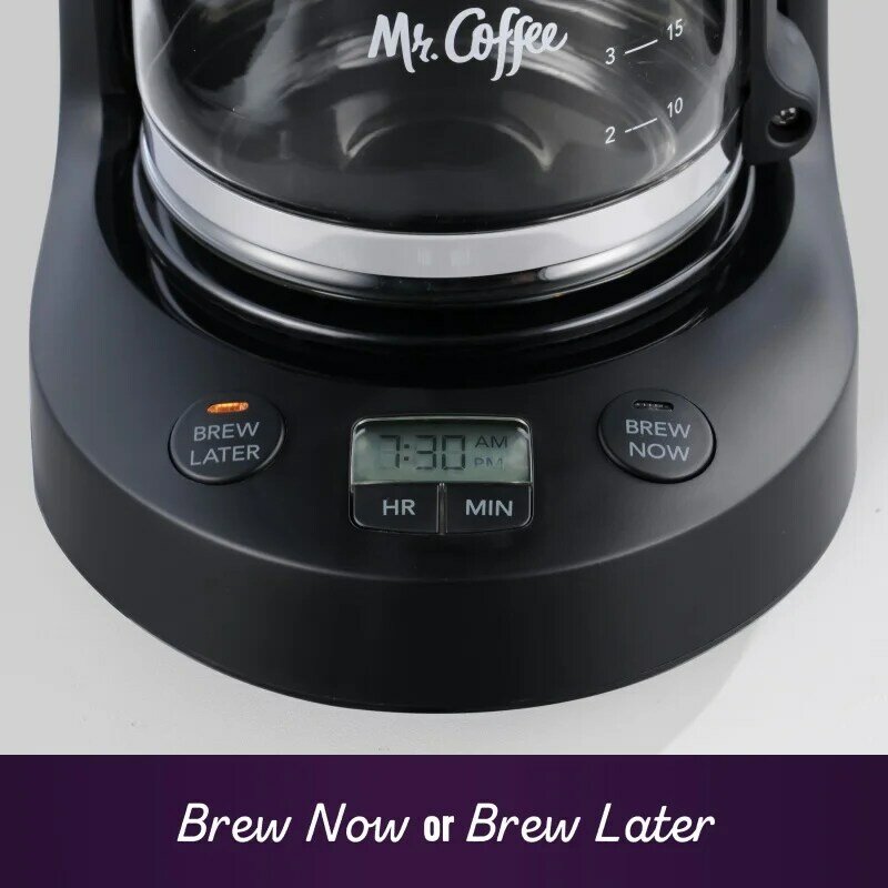 Mr. Coffee Programmable Coffee Maker, Mini Brew, Preto, 5-Cup, 25 oz