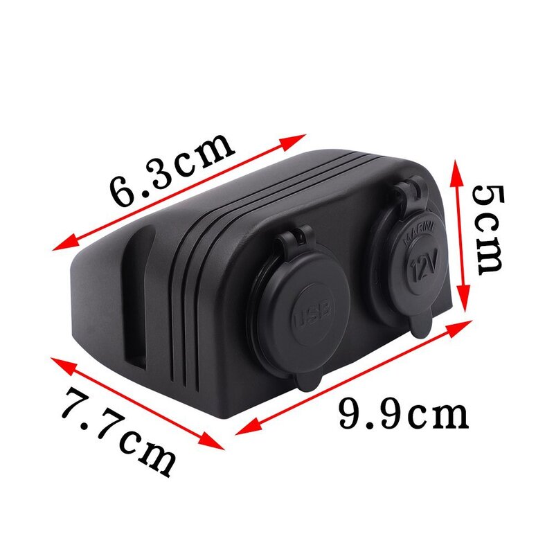 Universal Waterproof 4.2A Dual USB Charger with Cigarette Lighter Socket Two Hole Tent Type Panel for Boat Marine ATV RV