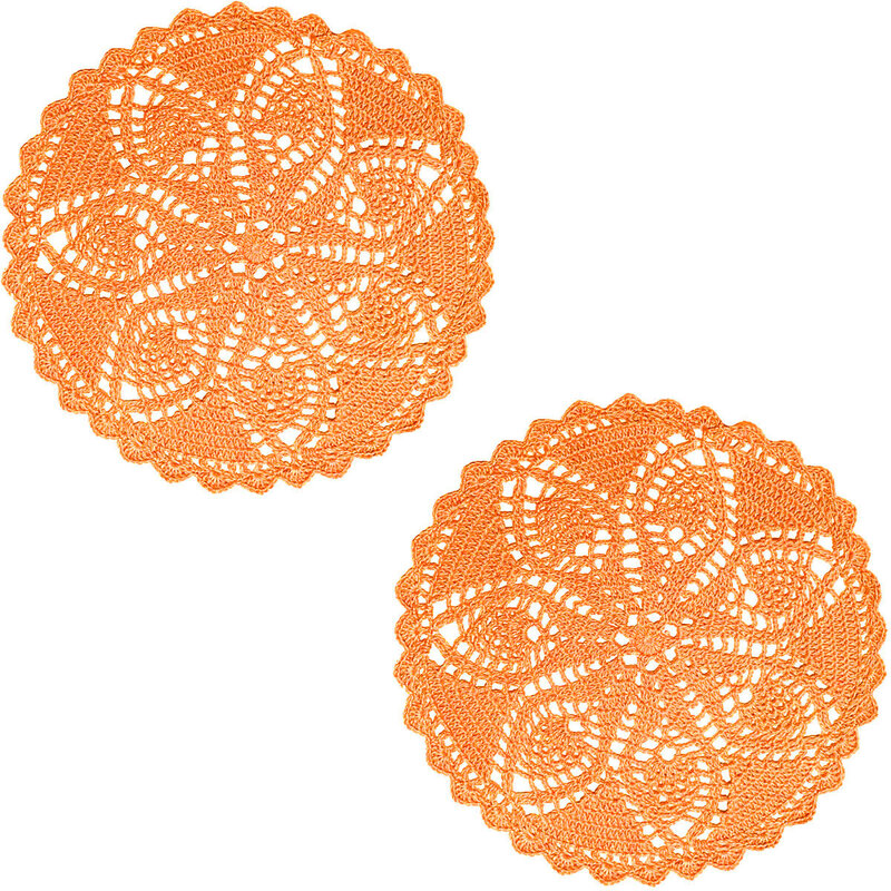 BomHCS-manteles individuales de ganchillo hechos a mano, tapetes redondos de encaje de flores para mesa, 2 piezas