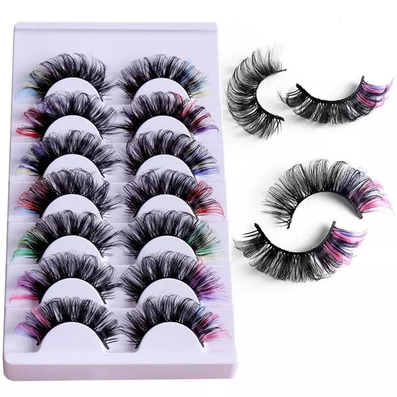 7 Pairs Colorful False Eyelashes D Curl Natural Fluffy Colored Makeup Faux Eyelash Lashes extensions Russian Volumes