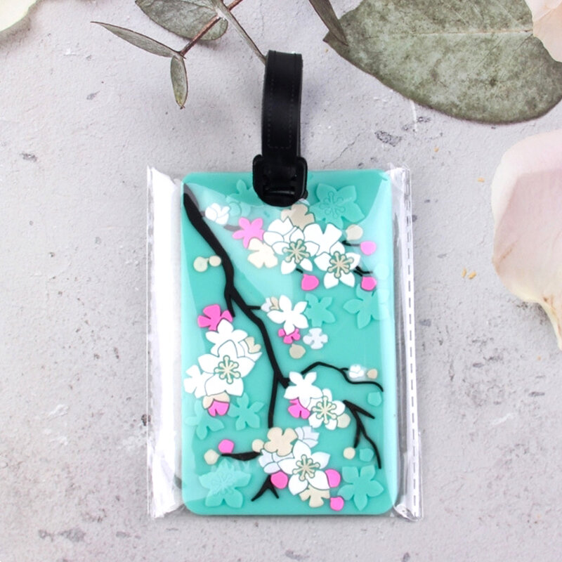 1PC PVC Soft Glue Flower Travel  Luggage Tag Card Cover Name Label Suitcase ID Address Holder Boarding Pass Bag Pendant