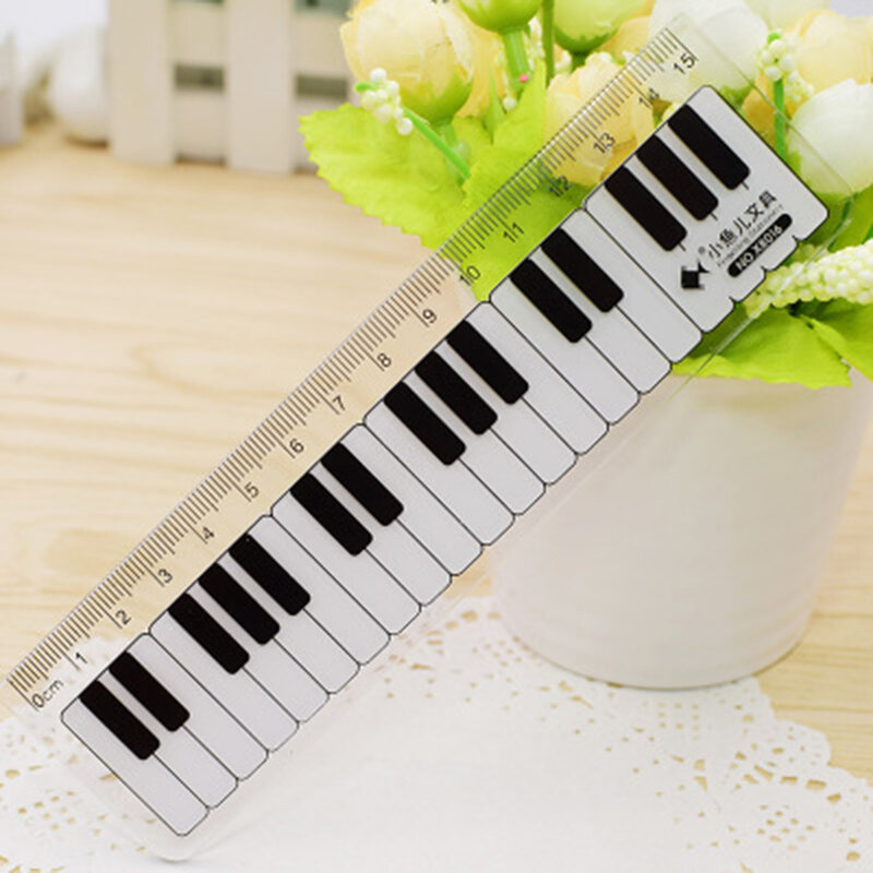피아노 투명 스트레이트 눈금자, 흑백 음표, 드로잉 측정 눈금자, 1 개, 15cm
