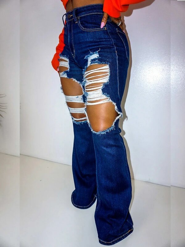 LW Quần Jeans Nữ Giữa Eo Xé Quần Ống Loe Boot Cắt Cổ Vintage Rỗng Ra Pokets Áo Denim Đồng Bằng Thời Trang Streetwears