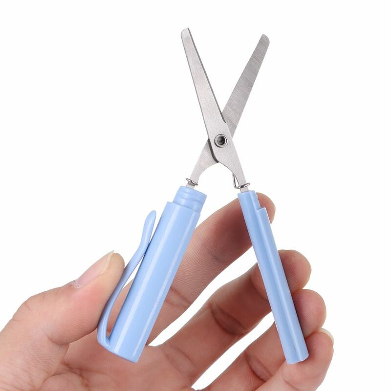 Portable Kids Stationary Office Student School Handwork Art Tools Pen Shape Scissor Safe Folding Scissor Handcraft Scissor