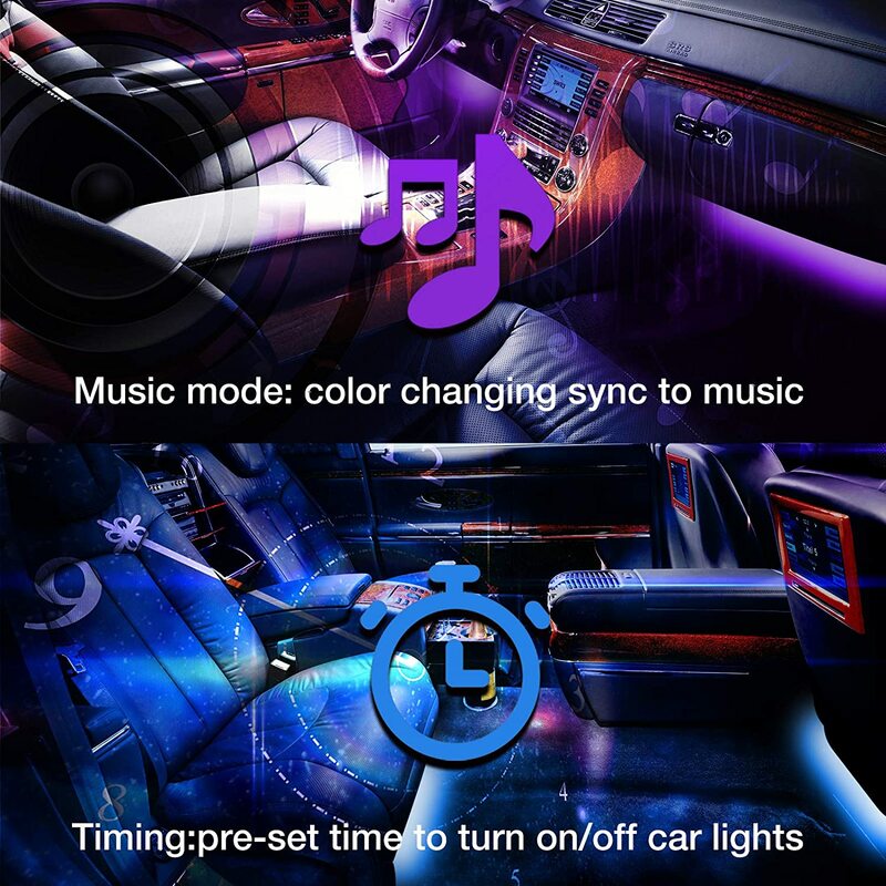 Impermeável RGB Smart LED Strip Lights, decoração interior do carro, atmosfera ambiente, controle de aplicativos, acessórios automáticos, 5V, USB