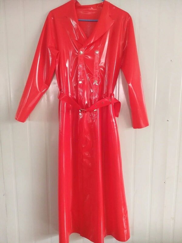 معطف أنيق أنيق من المطاط الأحمر بتصميم فريد من نوعه لعام 100% مناسب للهالوين