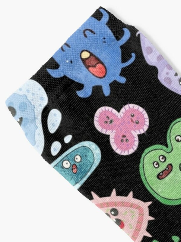 Niedliche Mikroben Bakterien, Virus, Ecoli Mikrobiologie nahtlose Muster Aufkleber Pack. Socken lose Winters ocken Damen Herren