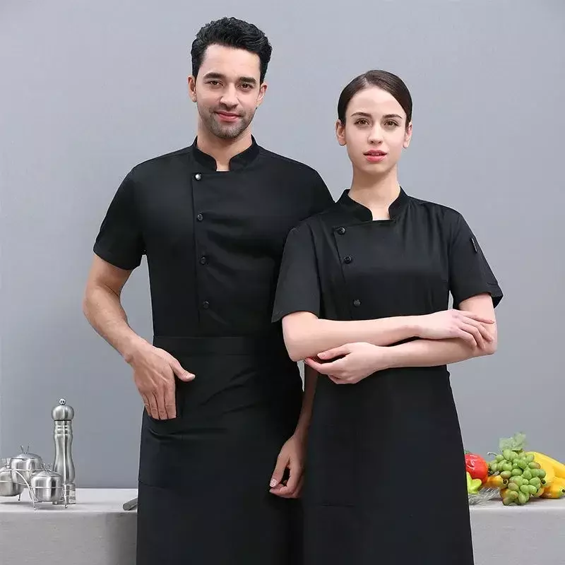 Work Hotel Logo Baker Cook Sleeve t-shirt Mesh Coat abbigliamento uniforme traspirante Chef Short Restaurant cameriere