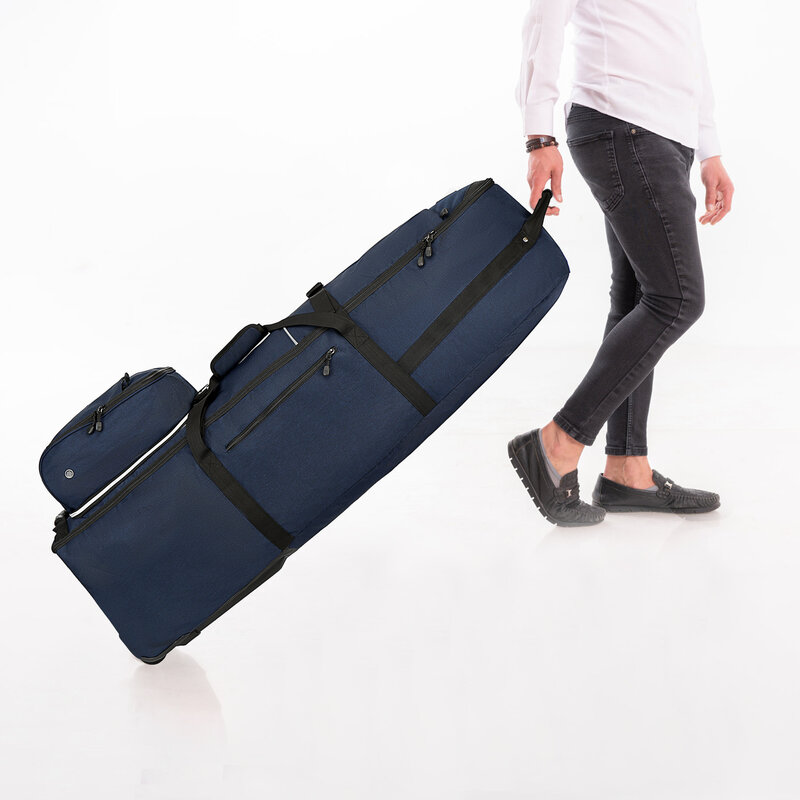 Tas Travel Golf-tahan lama 600D bahan Polyester Oxford tugas berat, tas perjalanan udara beroda dengan kompartemen sepatu yang dapat dilepas dan
