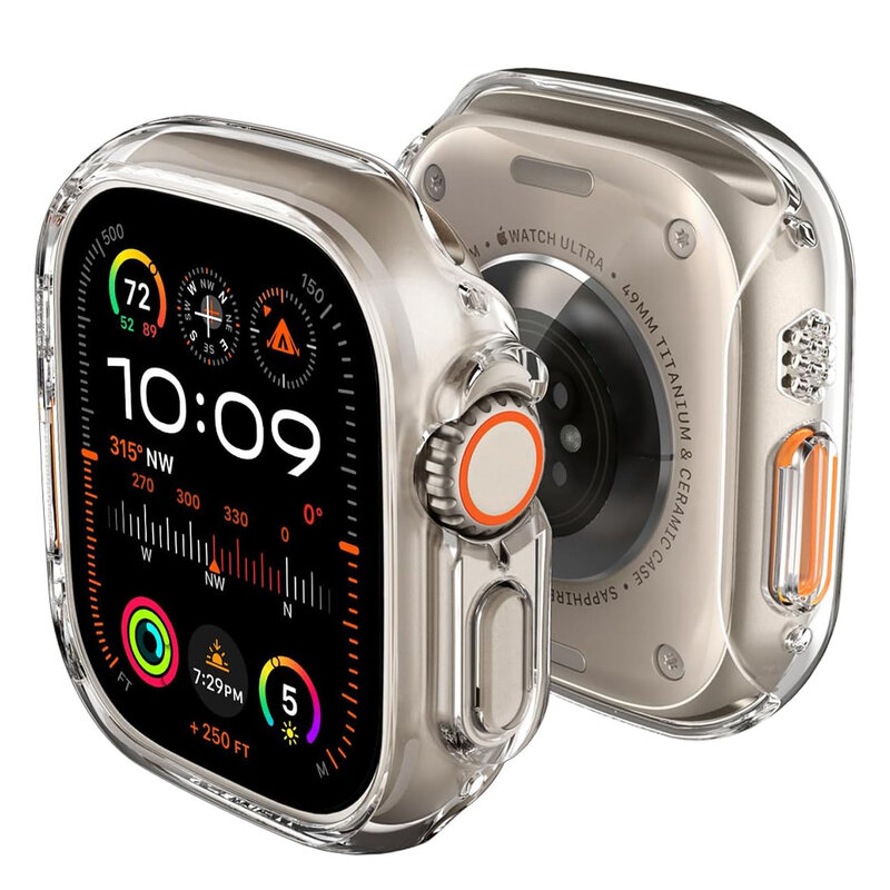 Capa para Apple Watch, Hard PC Bumper Shell, Protetor de Tela para iWatch Series Ultra 2, 49mm Band Strap Acessórios