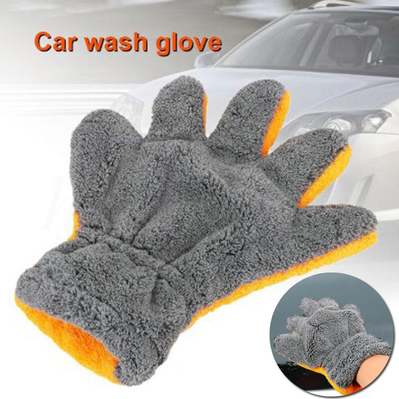 柔らかい合成繊維の車のクリーニンググローブ,灰色のオレンジ,小さな手のための超微細洗浄手袋,29x25cm