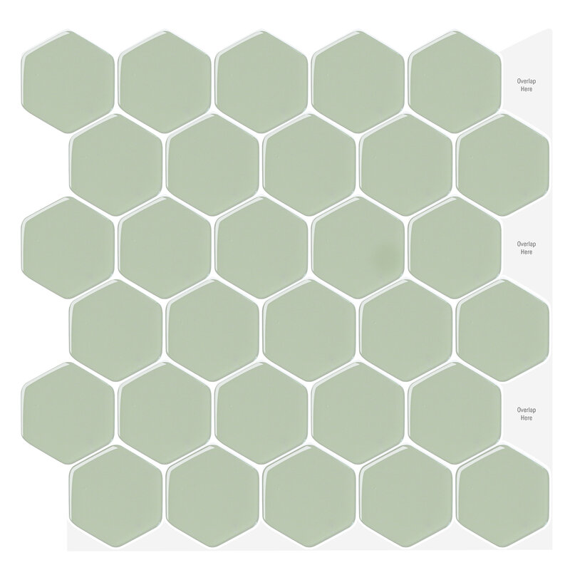 Vividtile أخضر فاتح Hexogon ثلاثية الأبعاد ملصقات بلاط الحائط لاصق قوي ورق جدران من الفينيل ل باكسبلاش جدار داخلي