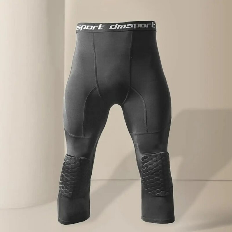 Compression Pants with Knee Pads Honeycomb Padding 3/4 Length Not Sweaty High Stretchy Great Protection Breathable Youth B