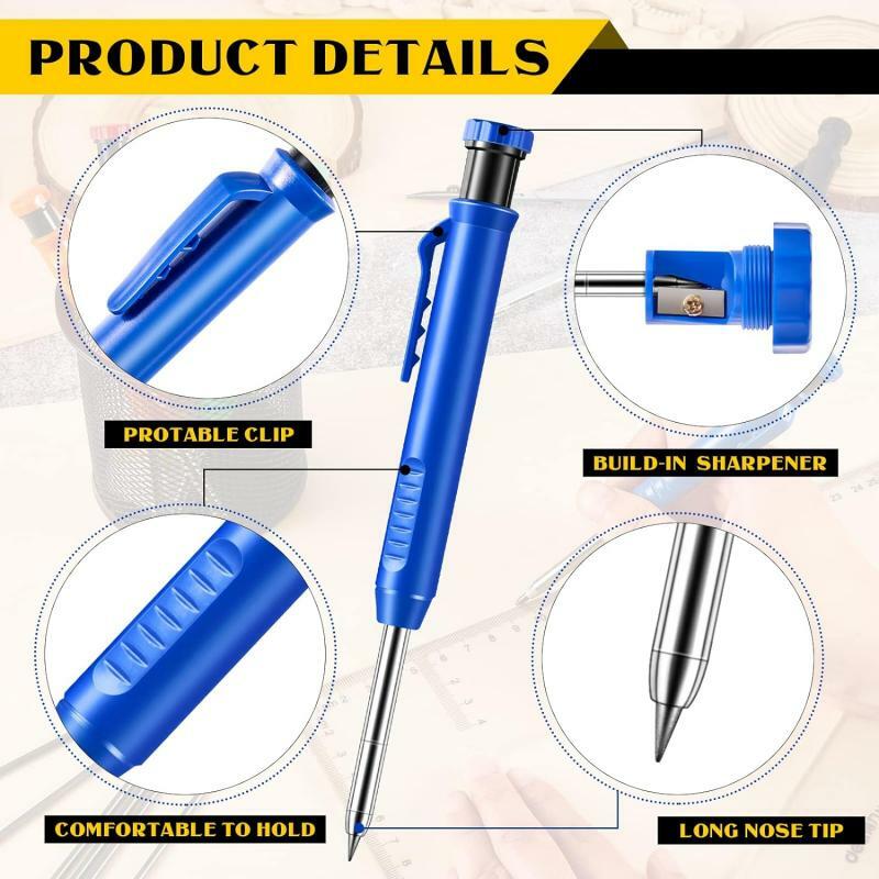 New 2.8mm Solid Carpenter Mechanical Pencil with Sharpener for Woodworking Construction Long Head Carpenter Pencil Stationery