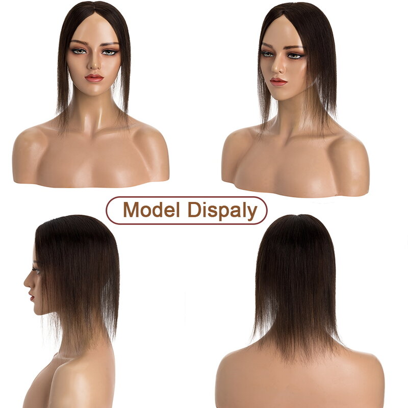 SEGO 8 x10cm Topper per capelli con Base In pizzo naturale per capelli veri Clip per capelli umani In Topper per le donne con capelli diradati