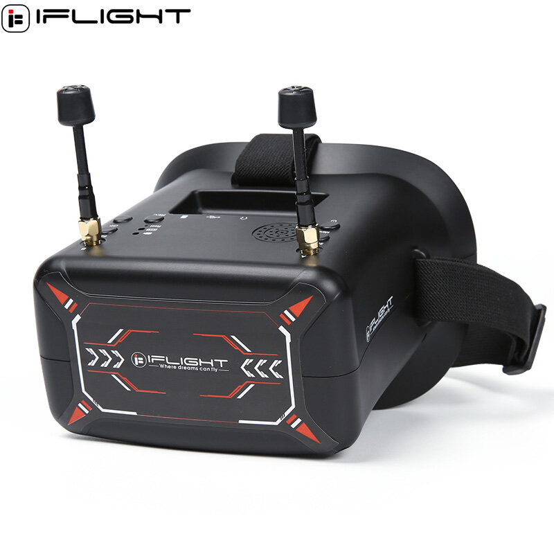 Óculos IFlight-FPV com bateria embutida, 4.3 Polegada, 480x272 LCD, 5.8GHz, 40CH, DVR, 3.7V, 2000mAh, bateria para veículo RC, aeronave drone FPV