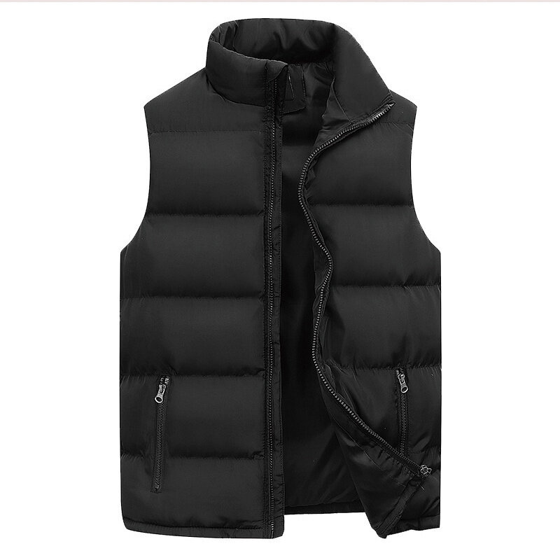 Men's Vest Jacket Warm Sleeveless Jackets Women's Solid Down Vest Winter Zipper Coat Autumn Stand-up Collar