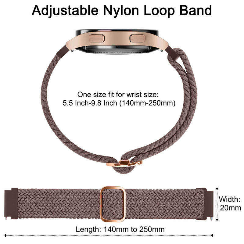 Elastic Braided Strap for Huawei Watch GT2 42mm/ 2 Sport/ Honor ES/ GT 3 42mm Band 20mm Bracelet for Honor Watch Magic 2 42mm