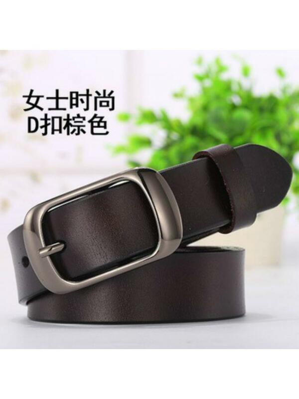 2023 100-120cm Women Genuine Leather Belt Pure Color Black Brown Wine Red Belts Top Quality Jeans Casual All Match Pin Buckle
