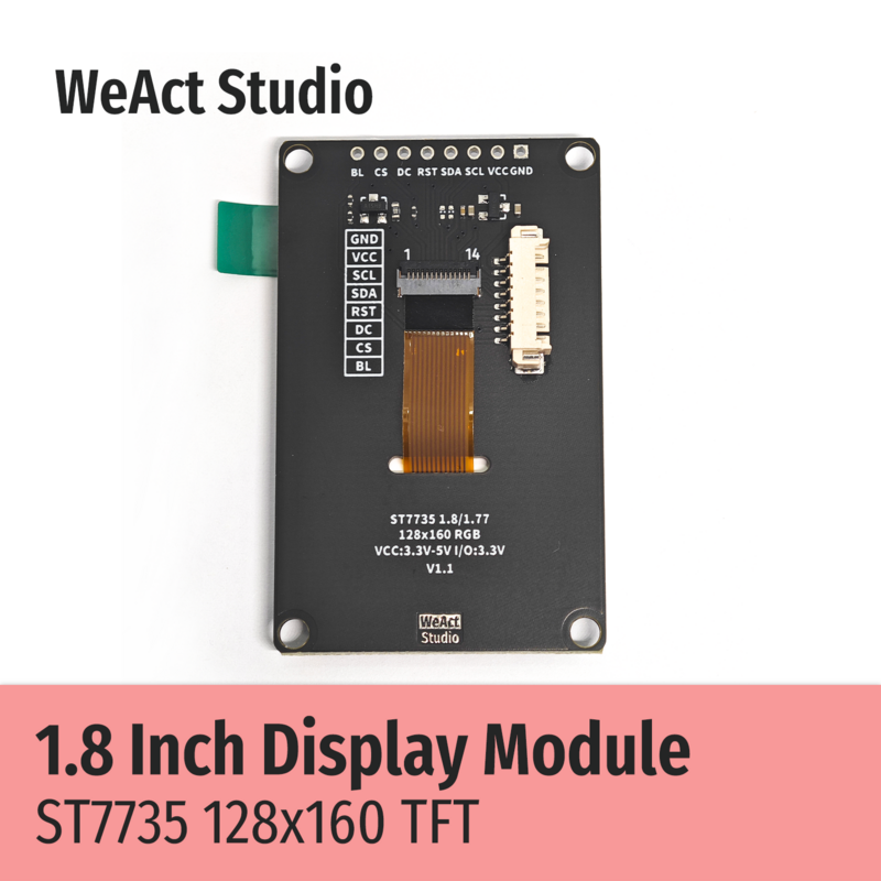 WeAct 1. 8-calowy wyświetlacz TFT pełny moduł kolorowy wyświetlacz LCD ST7735 napęd IC wysokiej jakości