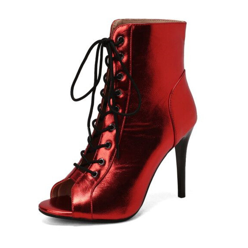 Sepatu bot bertali mode baru 2023 sepatu bot stiletto Jazz dansa Latin jalanan seksi stiletto ukuran Plus