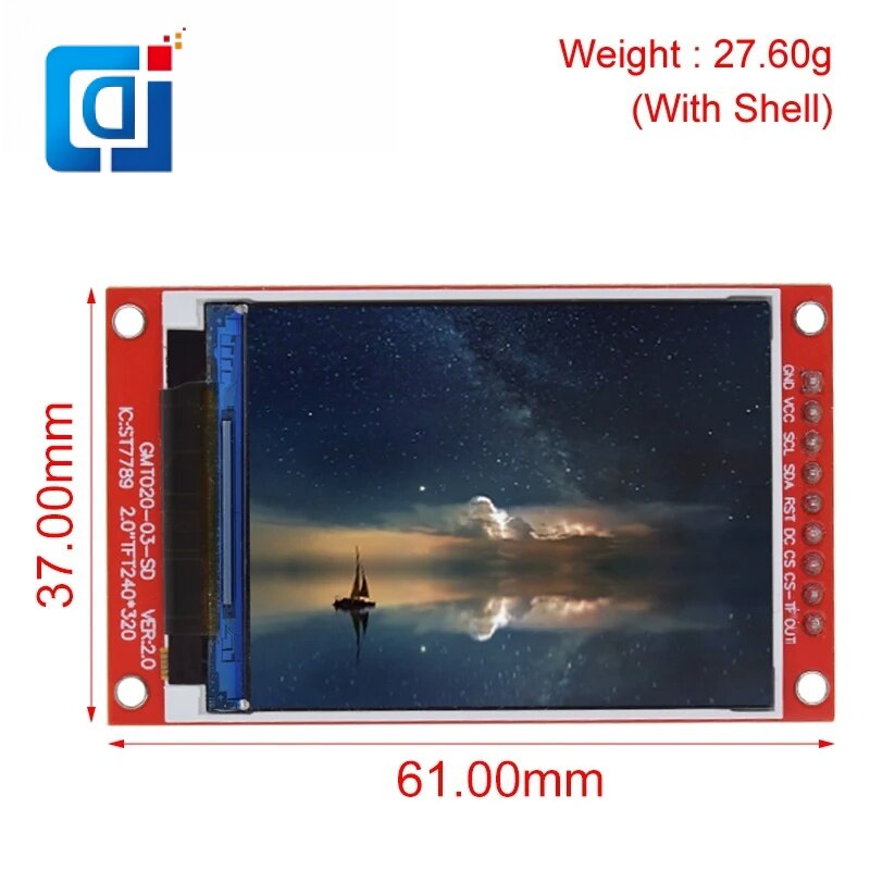 JCD 2.0 inch TFT Display Drive IC ST7789V 240x320 Dot-Matrix SPI Interface for Arduio Full Color LCD Display Module With SD Card