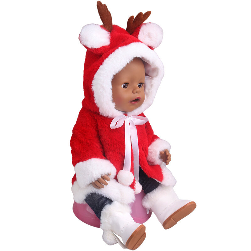FreeShipping Christmas Red Set For 43 CM Born Baby Doll Clothes Accessories And 18 Inch American Doll Girl Toys Our Generation