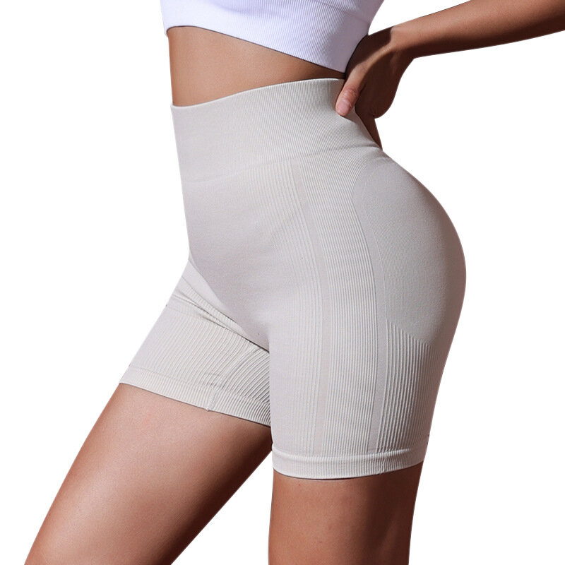 Pantalones cortos deportivos de cintura alta para mujer, Shorts de secado rápido, sin costuras, para gimnasio, entrenamiento, Fitness, Yoga