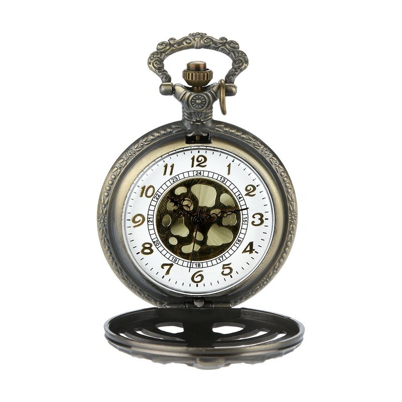 Luxury Men'S Vintage Pocket Watch Fashion Simple Steampunk Roman Numerals Watch Stainless Steel Strap Casual Clock Pocket Watch