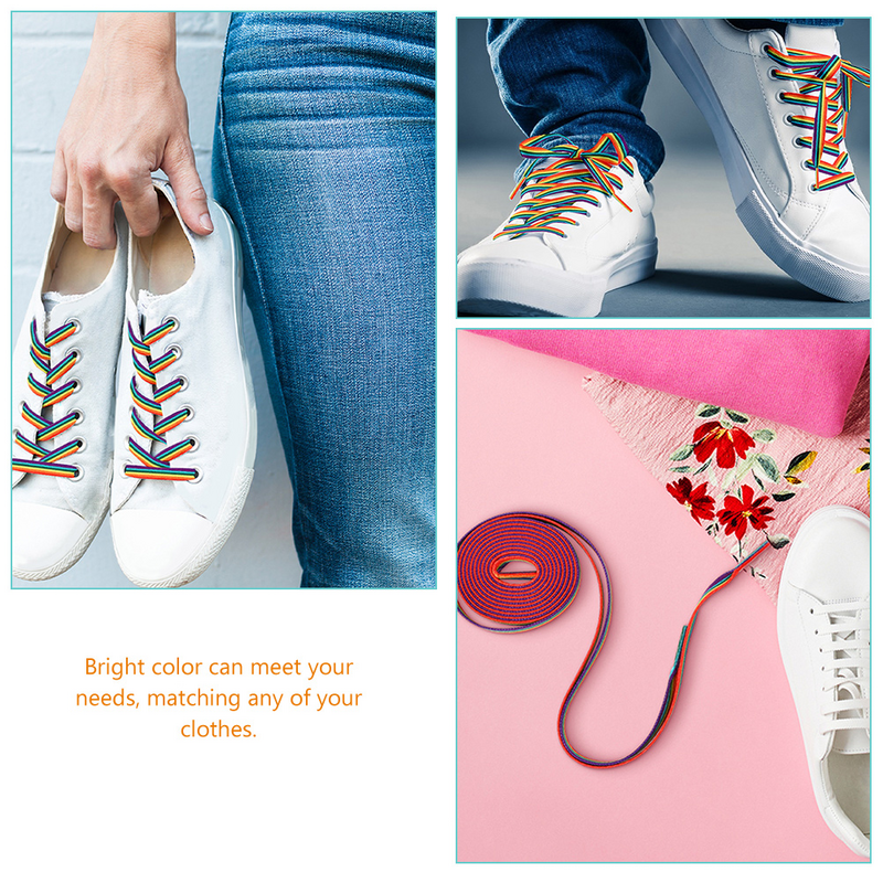 Poliéster arco-íris gradiente laços para criança, elegante cadarço, sapatos de lona, laços acessórios, moda