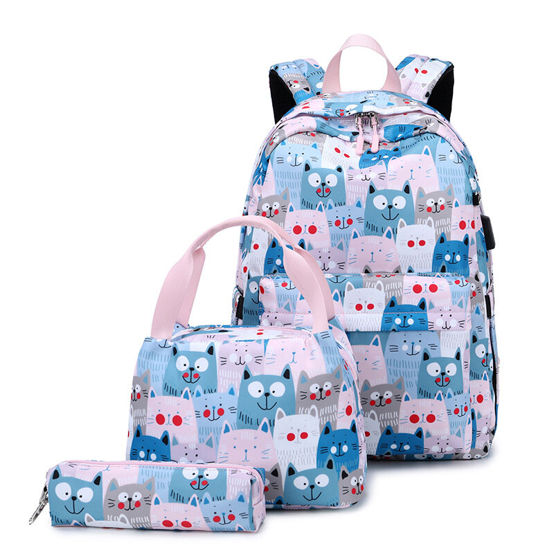 3Pcs Girls Backpack Set for School Elementary, Casual School Bags Bookbags Daypacks