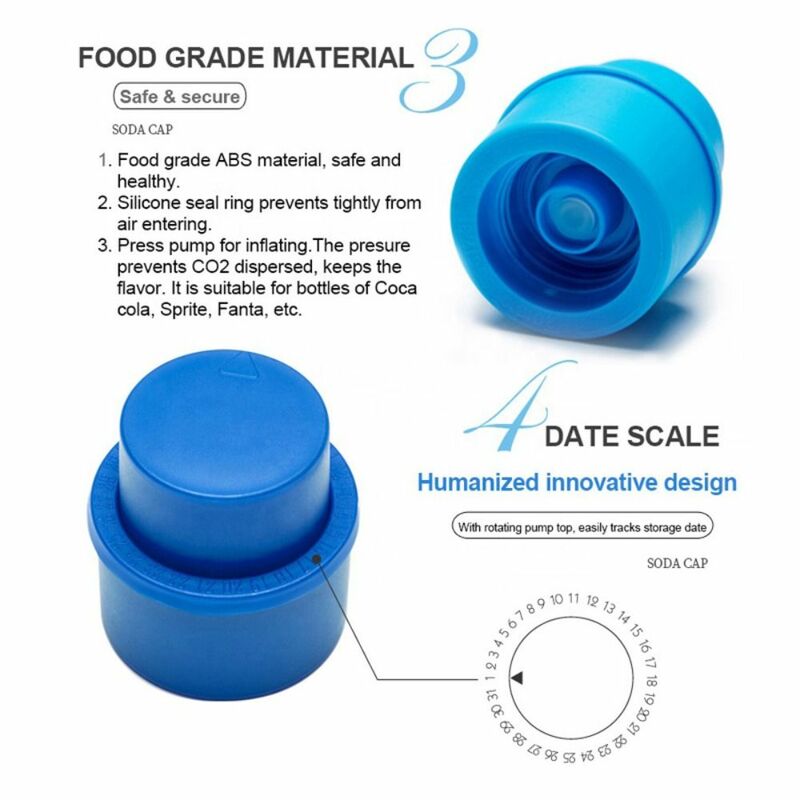 Silicone Soda Caps Bottle Stopper Inflatable Airtight Soda Cap Frizzy Drink Sealer Reusable Bottle Pump Cover Carbonation Keeper