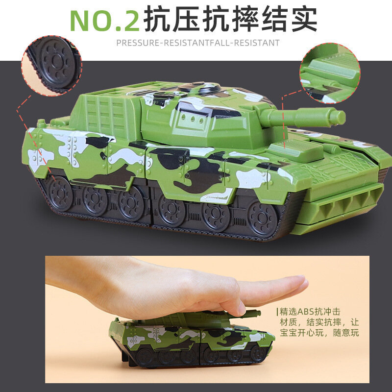 4 warna Mini militer tangki deformasi mainan mobil Robot untuk anak laki-laki dampak transformasi kendaraan Model tangki mainan anak-anak B079