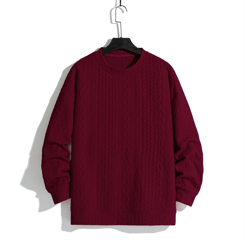 Sweater rajut kualitas tinggi, Sweater hangat kasual pria, mantel dasar olahraga, Pullover rajut, Sweatshirt Jacquard nyaman