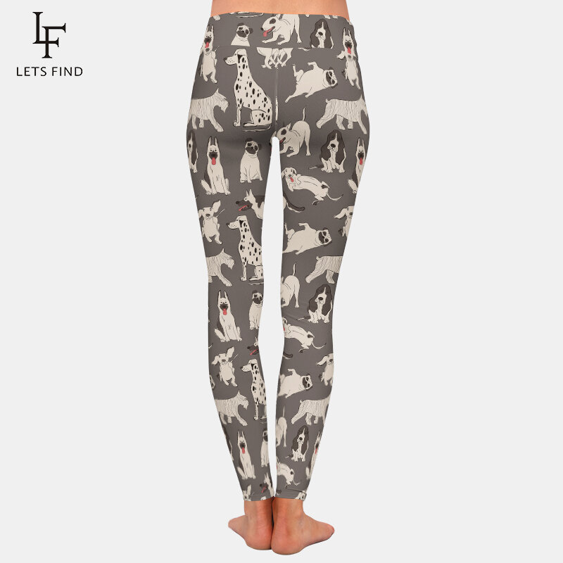LETSFIND-mallas elásticas de cintura alta para mujer, Leggings con estampado de seda de leche, diseño de perros bonitos, a la moda