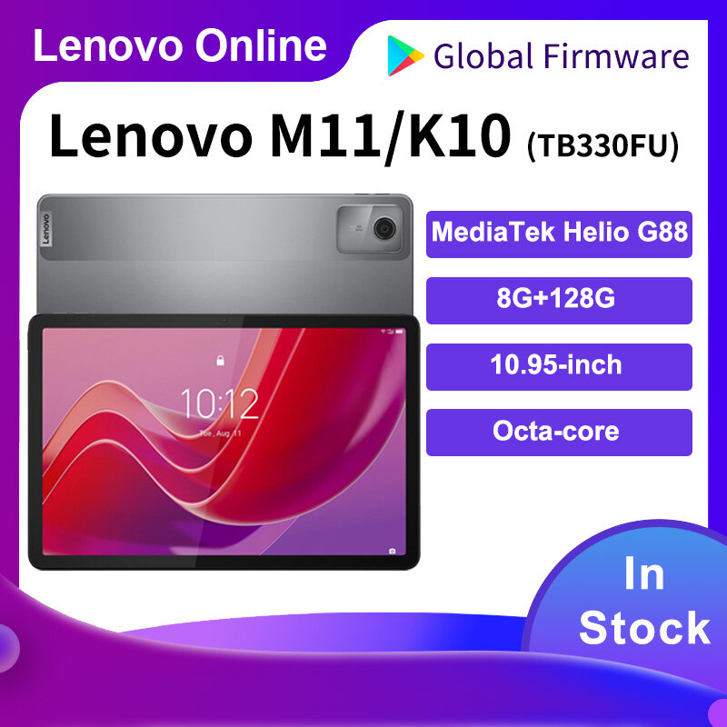 Lenovo-Zhaoyang Tab K10, ROM Global, M11, 10.95 ", 90Hz, WiFi, MediaTek Helio G88, Reconhecimento Facial, 465g, 7040mAh, Carregador 10W