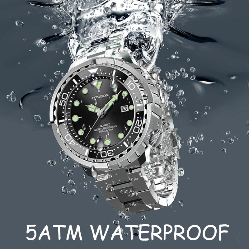 LIGE męskie zegarki 5ATM sport wodoodporny zegarek kwarcowy świecący zegar ze stalową ramką zegarek dla mężczyzn Relogio Masculino + Box
