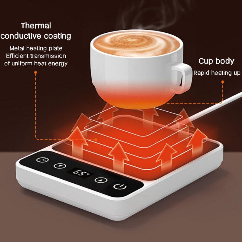 Electric Beverage Heating Plate 220V Smart Milk Tea Coffee Cup Mug Warmer 9 Temperature with Timer Automatic Shut Off for Office