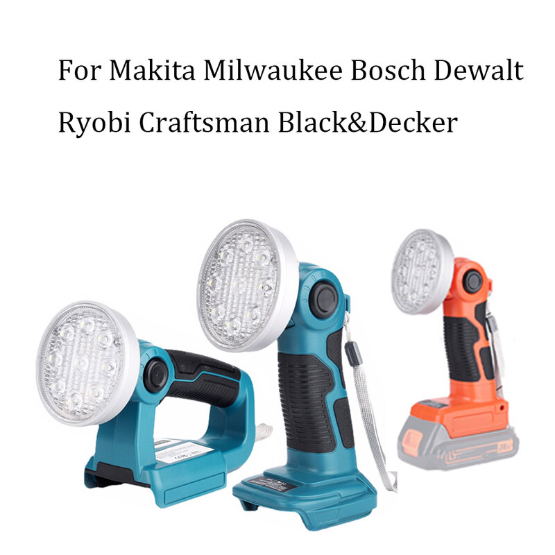 Nieuwe Led Licht Voor Makita Milwaukee Bosch Dewalt Ryobi Craftsman Black & Decker 14.4V-18V Lithium Batterij zaklamp Lamp Verlichting