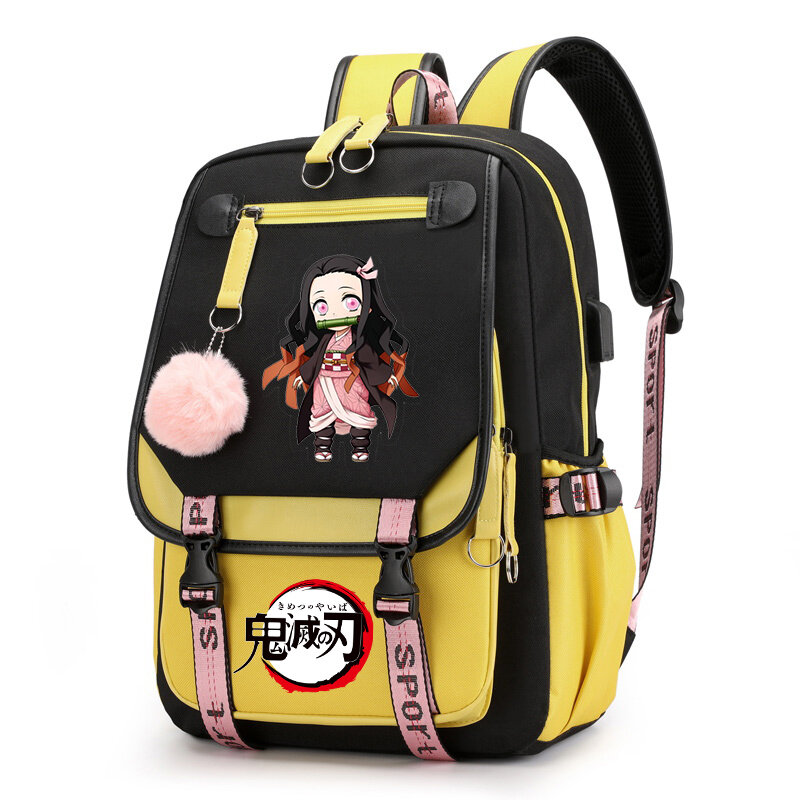 하라주쿠 노벨티 학교 가방, 애니메이션 악마 슬레이어 카마도 네즈코 배낭, 어린이 소녀, 카와이 여행 가방, 여성 데이팩