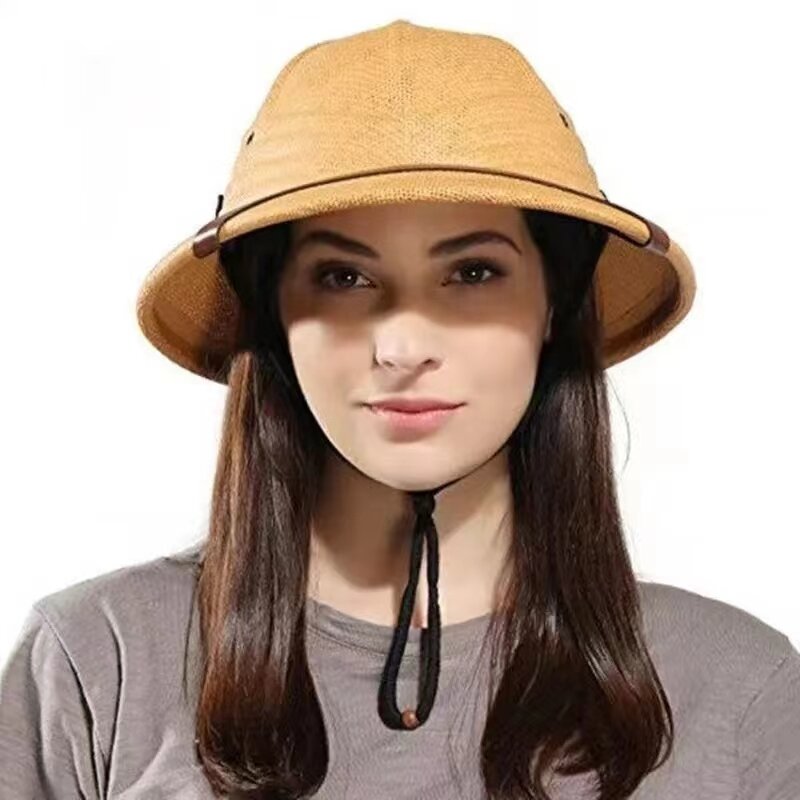 Moda wietnamska wojna kapelusz wojskowy kobiety brytyjski odkrywca słomy kask letni wiadro kapelusze przeciwsłoneczne Unisex czapka górnicza w dżungli