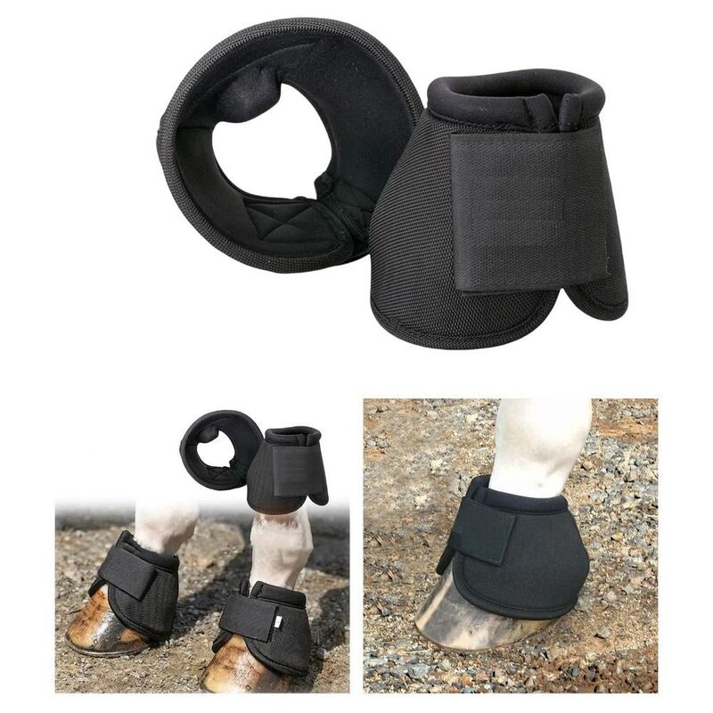 1pair Black Horse Feet Guards Oxford Fabric Tear Resistant Hoof Wrists Protector Durable Sturdy Horse Boots
