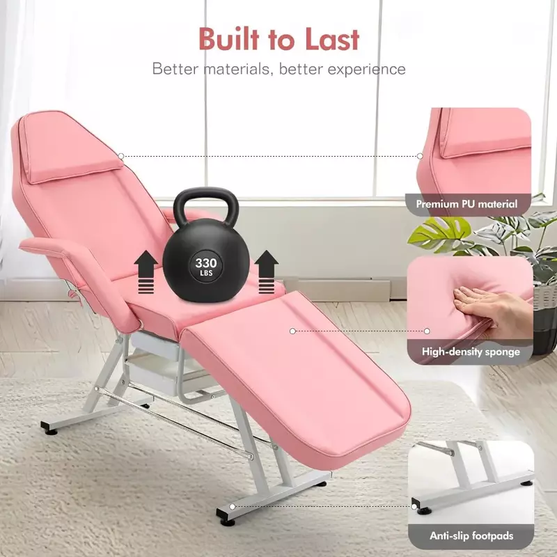 Mesa de massagem ajustável para esteticista, cadeira Facial, massagem profissional, Spa Salon, cadeira sobrancelha