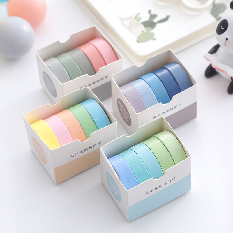 Card Lover 5 Rolls Basic Series Journal Colourful Washi Tape Scrapbooking Morandi Color Masking Tape Journal Material
