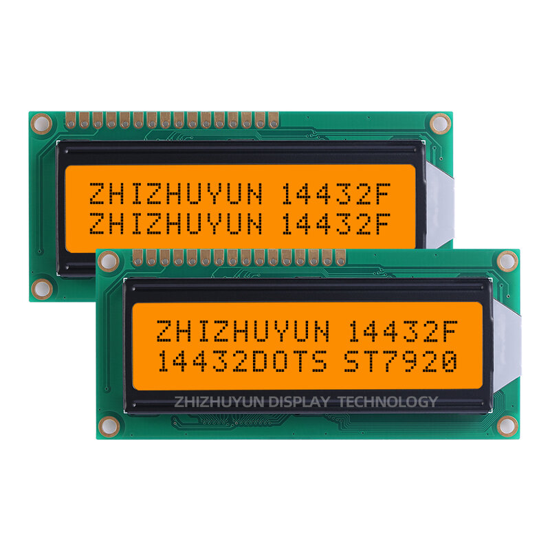 Módulo de Tela LCD, Caracteres Esmeralda Verde Claro Preto, Serial SPI, Gráfico Paralelo, 144X32