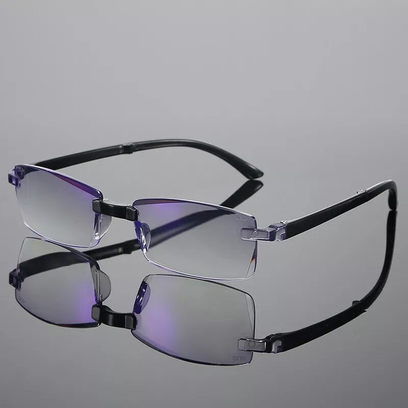 Men Reading Glasses Business Rimless Presbyopic Eye Glasses Anti Blue Light Women Retro Ultralight Optical Farsighted Eyewear