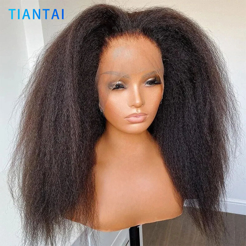Peluca Frontal de encaje liso transparente para mujer, cabello humano brasileño Yaki 13x6 13x4, cabello de bebé