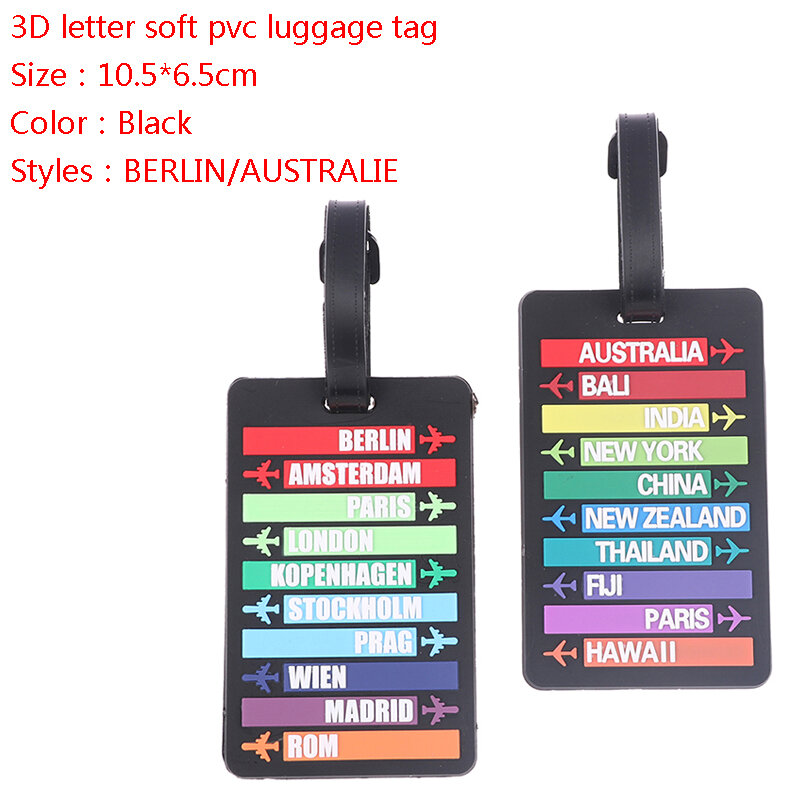 1PC Portable Silicon Luggage Tag Suitcase Identifier Label Baggage Boarding Bag Tag Name ID Address Holder Travel Accessorie