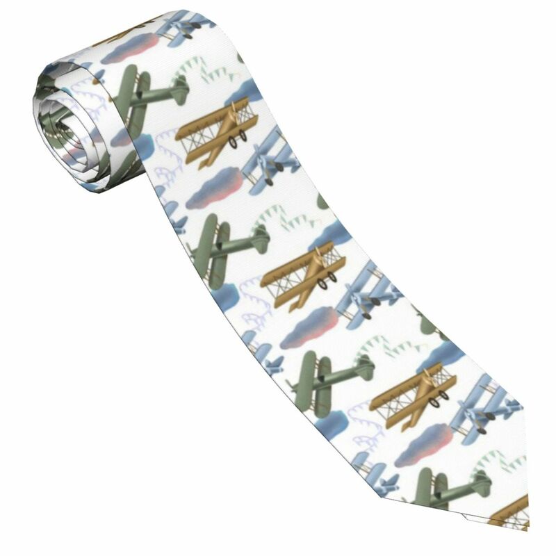 Corbatas ajustadas formales para hombres, corbata de caballero estrecha, aviones Retro clásicos en el cielo, boda