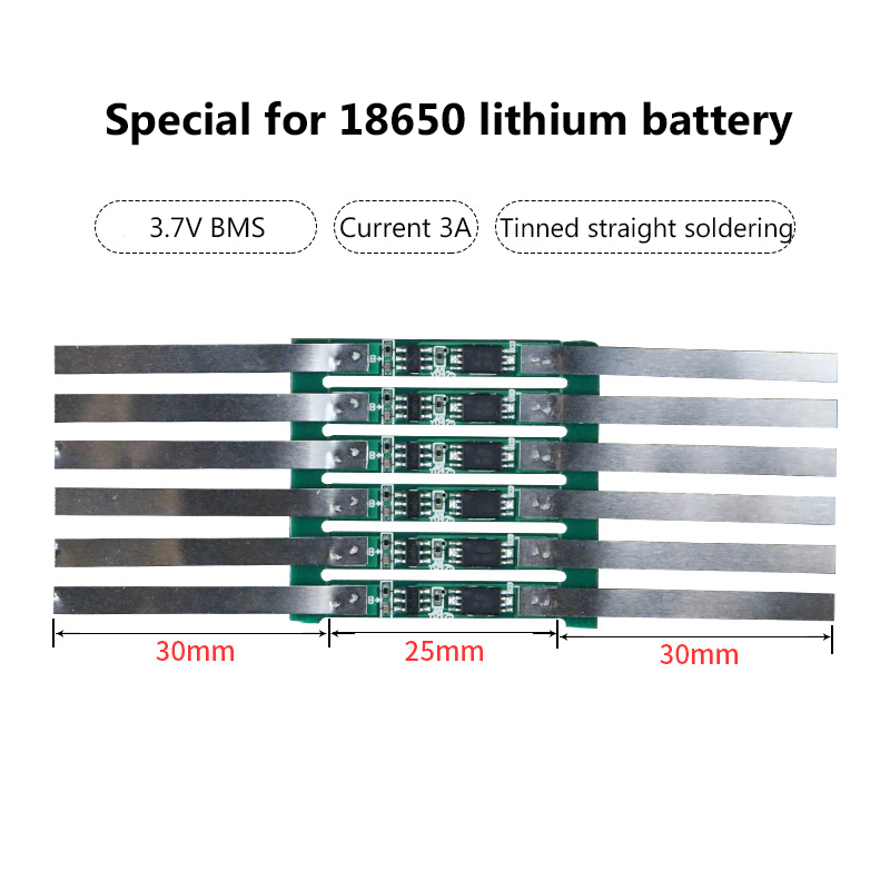 リチウム電池保護パネル3.7v 1s bms 3a 18650,過電流とニッケル,電池付属品付き,卸売